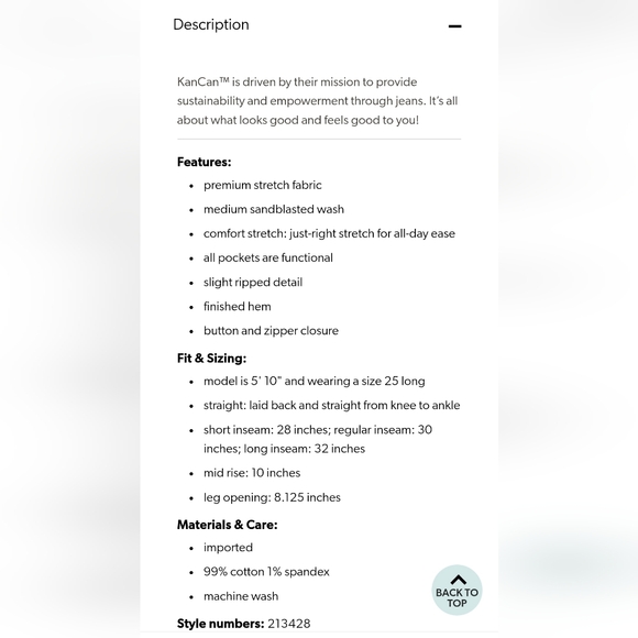 Kancan Estilo Mid Rise Straight Jeans - Picture 9 of 9